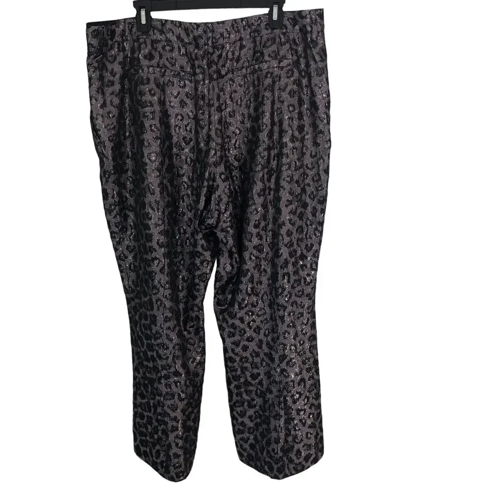 Evening Pants Slacks Lined Sheen Animal Print Size 20 Purple Tanya Taylor - Picture 2 of 8